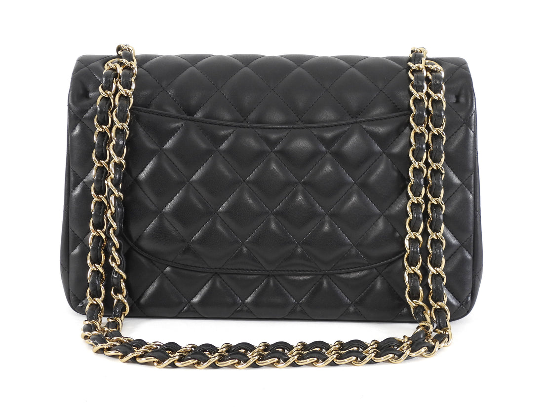 Chanel Black Chanel Classic Lambskin Jumbo Double Flap Bag GHW