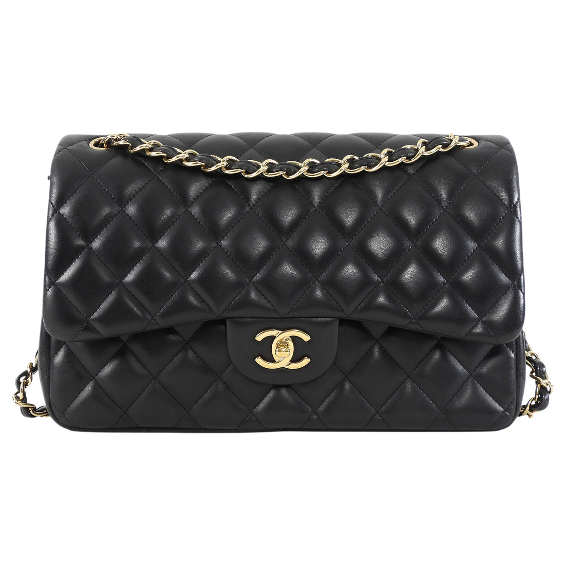 Chanel Black Chanel Classic Lambskin Jumbo Double Flap Bag GHW