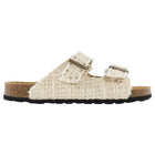 Falerio Sarti Ivory Brown X Taji Tweed Ciabatta Double Buckle Molded Footbed Sandals - 37