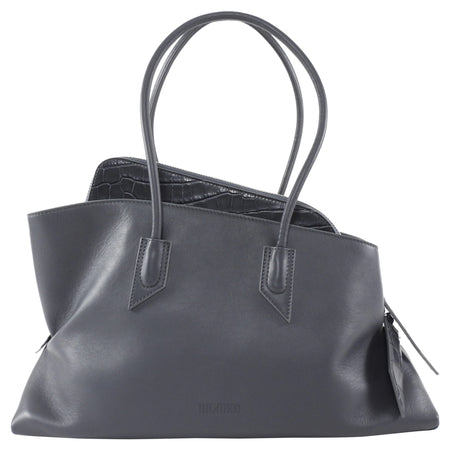 The Attico Medium La Passeggiata Slate Grey Leather Tote Bag