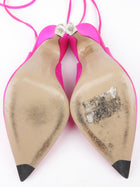 The Attico Pink Satin Venus Slingback Ankle Wrap Stiletto Pump - 36