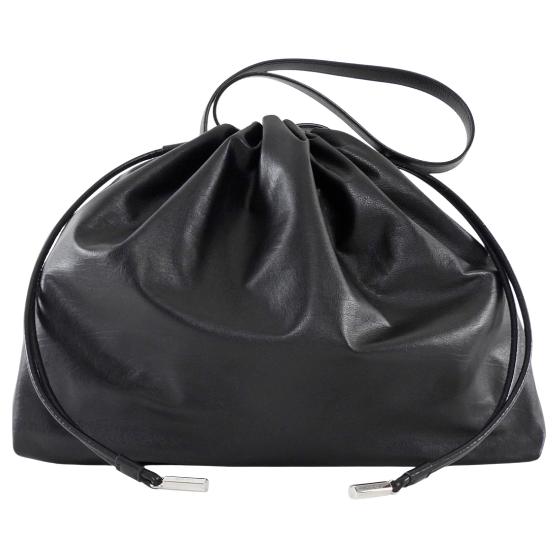 The Row Black Angy Calfskin Leather Drawstring Shoulder Bag