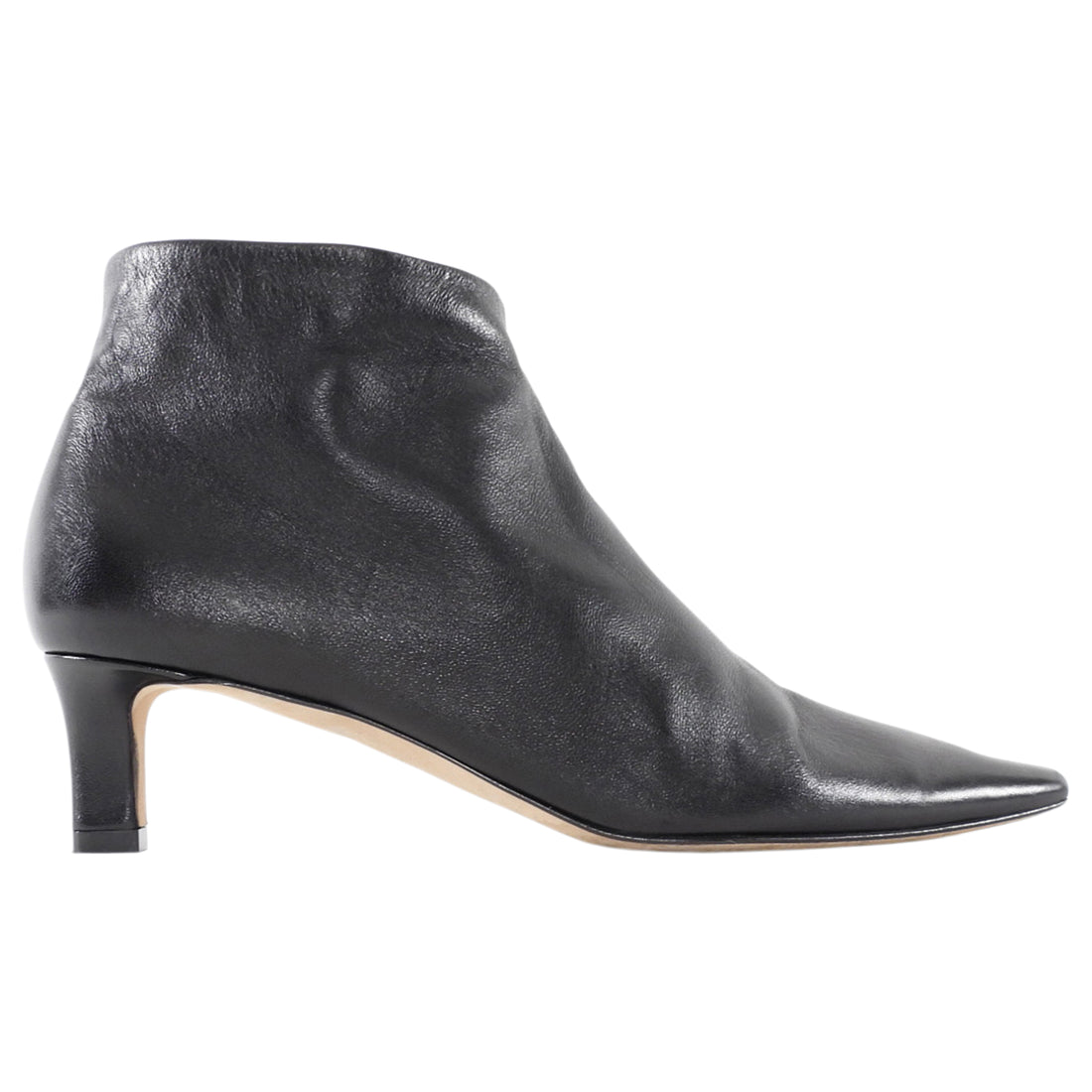 The Row Black Glove Leather Carla 45mm Ankle Boots - 36.5