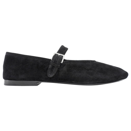 The Row Boheme Black Suede Mary Jane Flat Shoes - 36.5