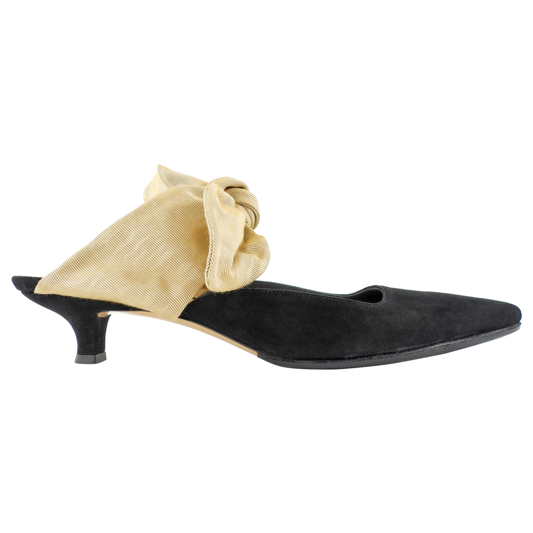 The Row Black Suede Coco Mule Kitten Heels - 37.5