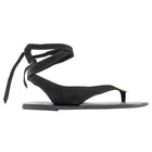 The Row Black Gold Nubuck Ankle Tie Charm Beach Sandals - 37