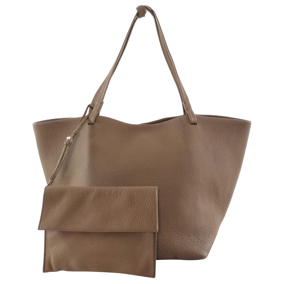 The Row Taupe Grained Leather Park Tote Three