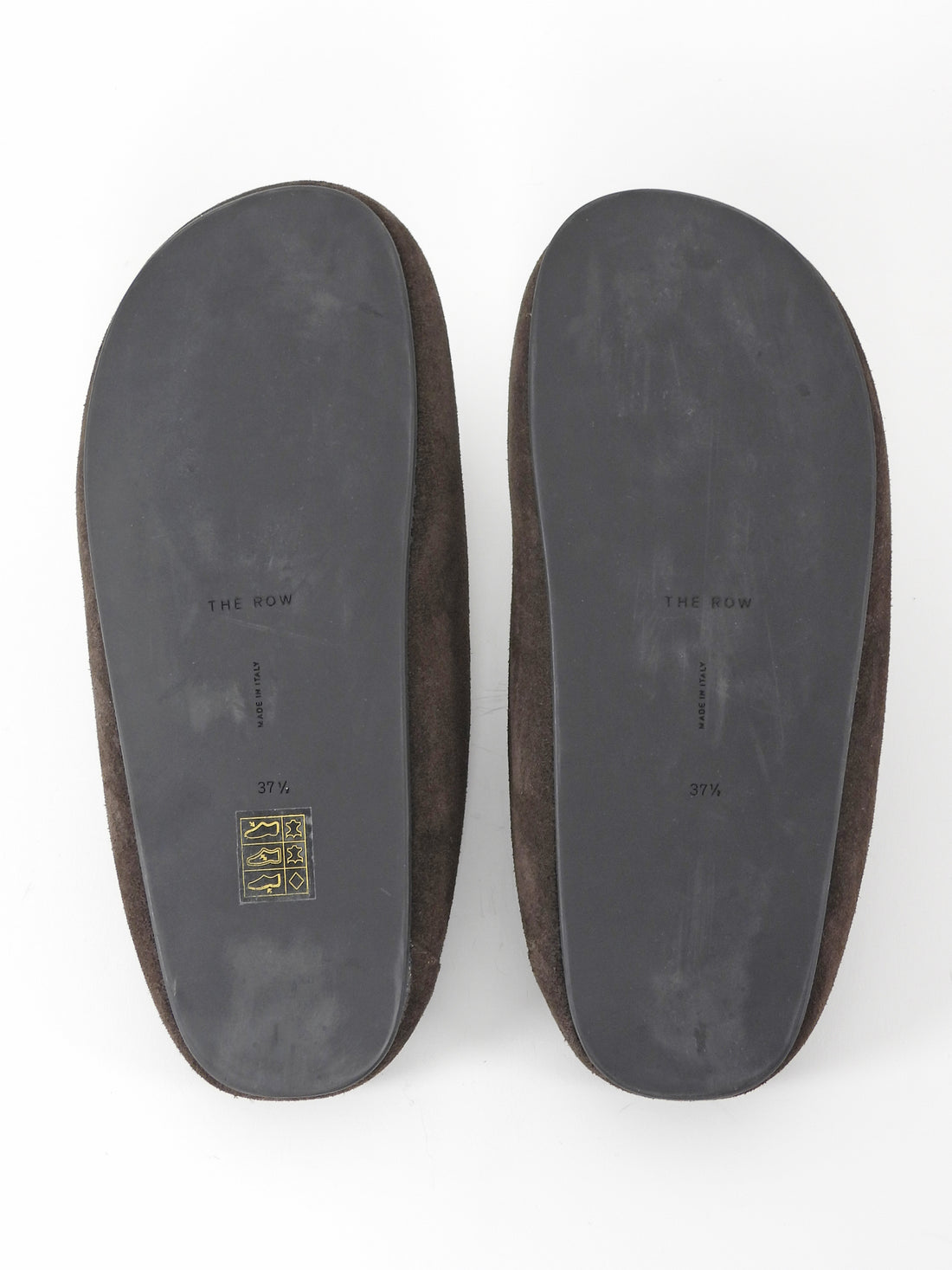 The Row Hudson Dark Brown Suede Shearling Slipper Shoes - 37.5 (fits like 7)