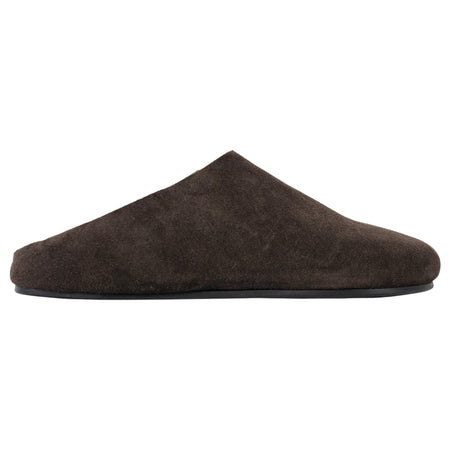 The Row Hudson Dark Brown Suede Shearling Slipper Shoes - 37.5 (fits like 7)