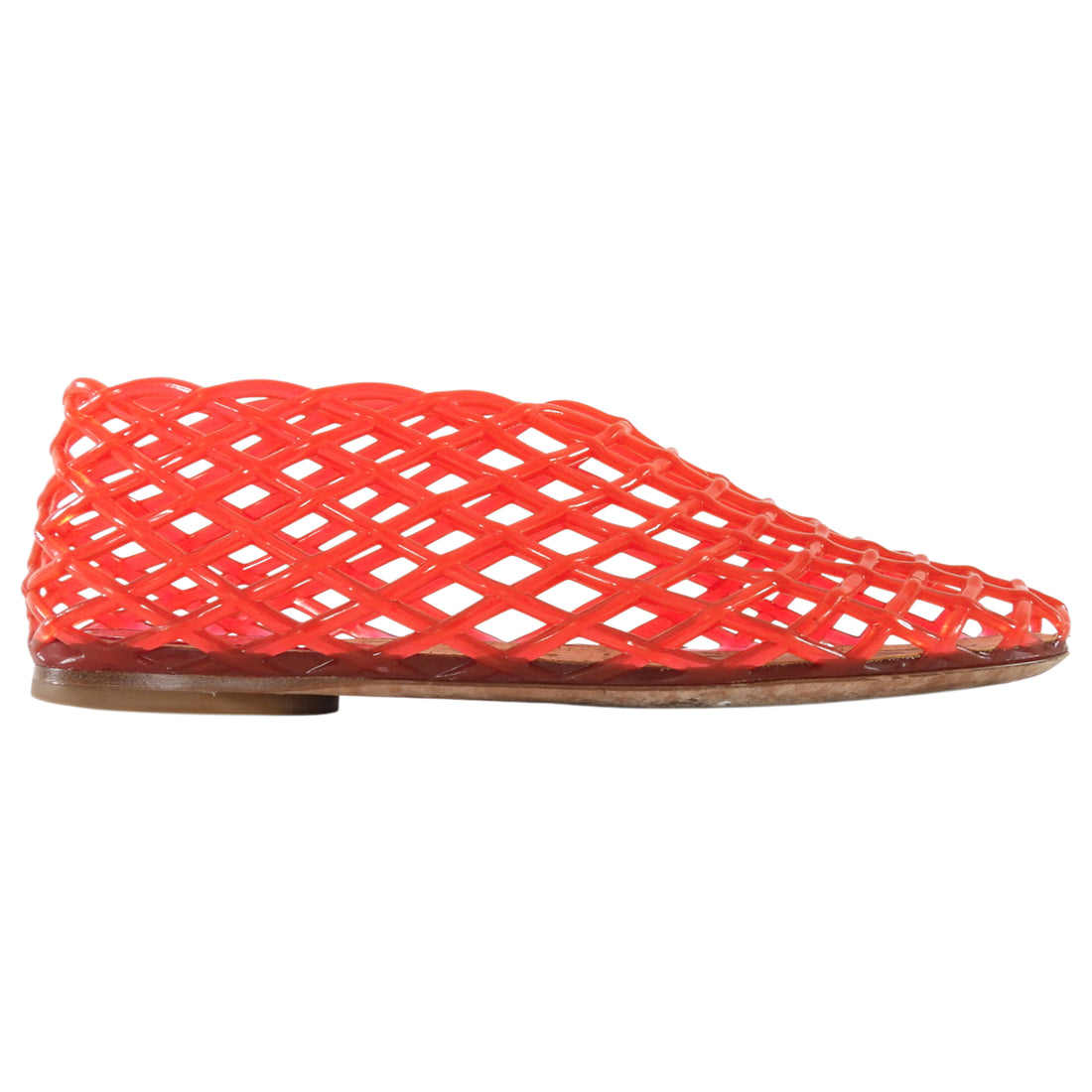 The Row Red Translucent Fishnet Jelly Vinyl Mara Flat Sandals - 37.5