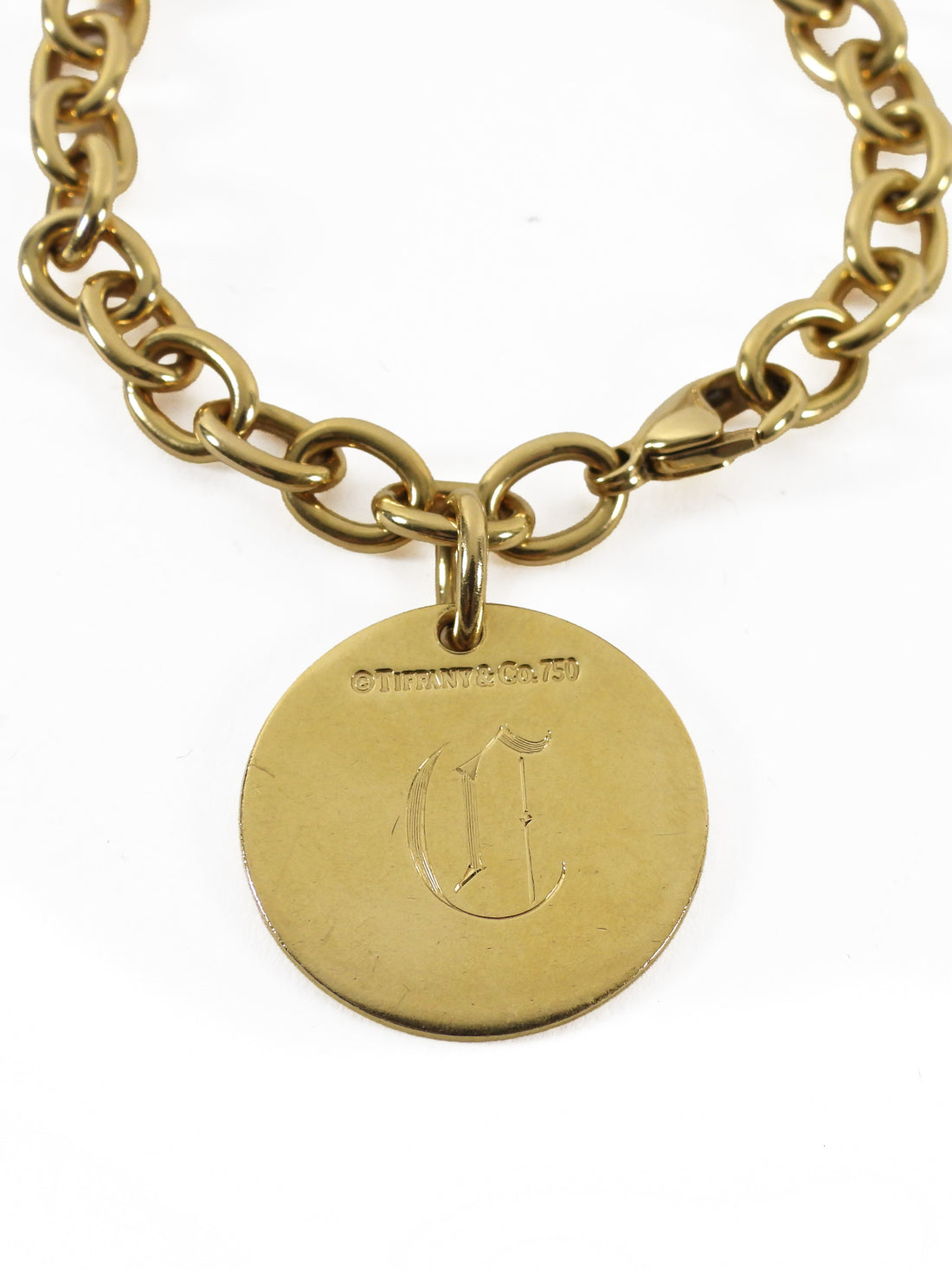 Tiffany & Co. Yellow Gold 18k Yellow Gold Round Circle Tag Bracelet - 6"