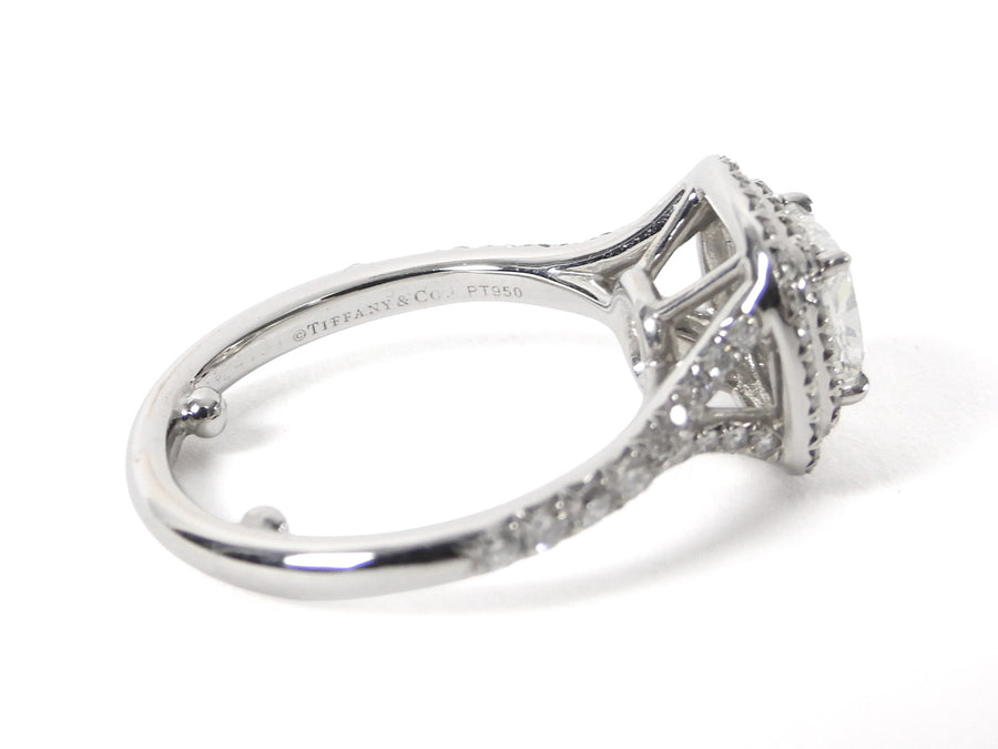 Tiffany & Co. Platinum Cushion Cut Brilliant Soleste Double Halo Engagement Ring - 4.75 / 15.5