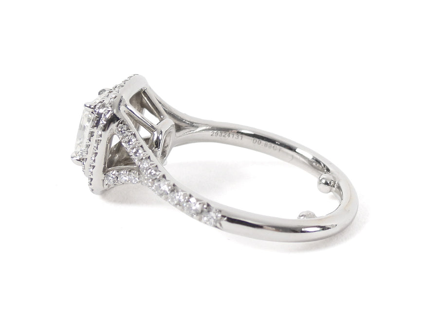 Tiffany & Co. Platinum Cushion Cut Brilliant Soleste Double Halo Engagement Ring - 4.75 / 15.5
