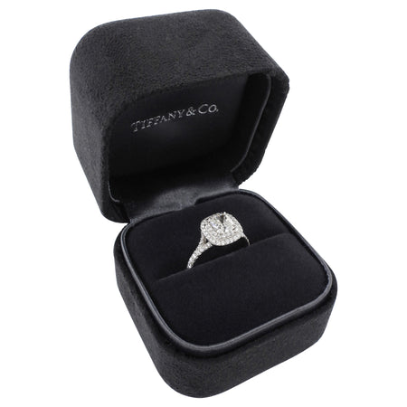 Tiffany & Co. Platinum Cushion Cut Brilliant Soleste Double Halo Engagement Ring - 4.75 / 15.5