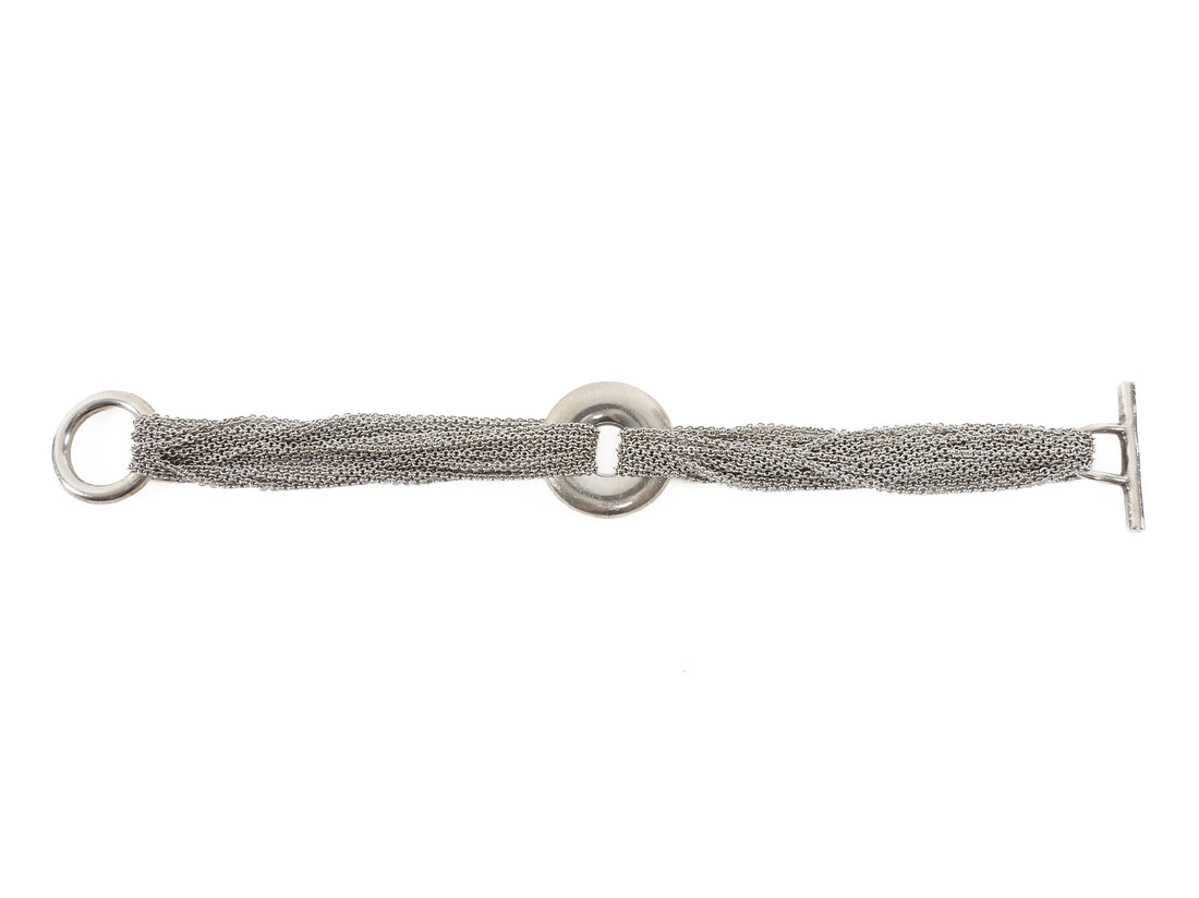 Tiffany & Co. Silver Sterling Silver Multi Strand Toggle Bracelet - 6.5"