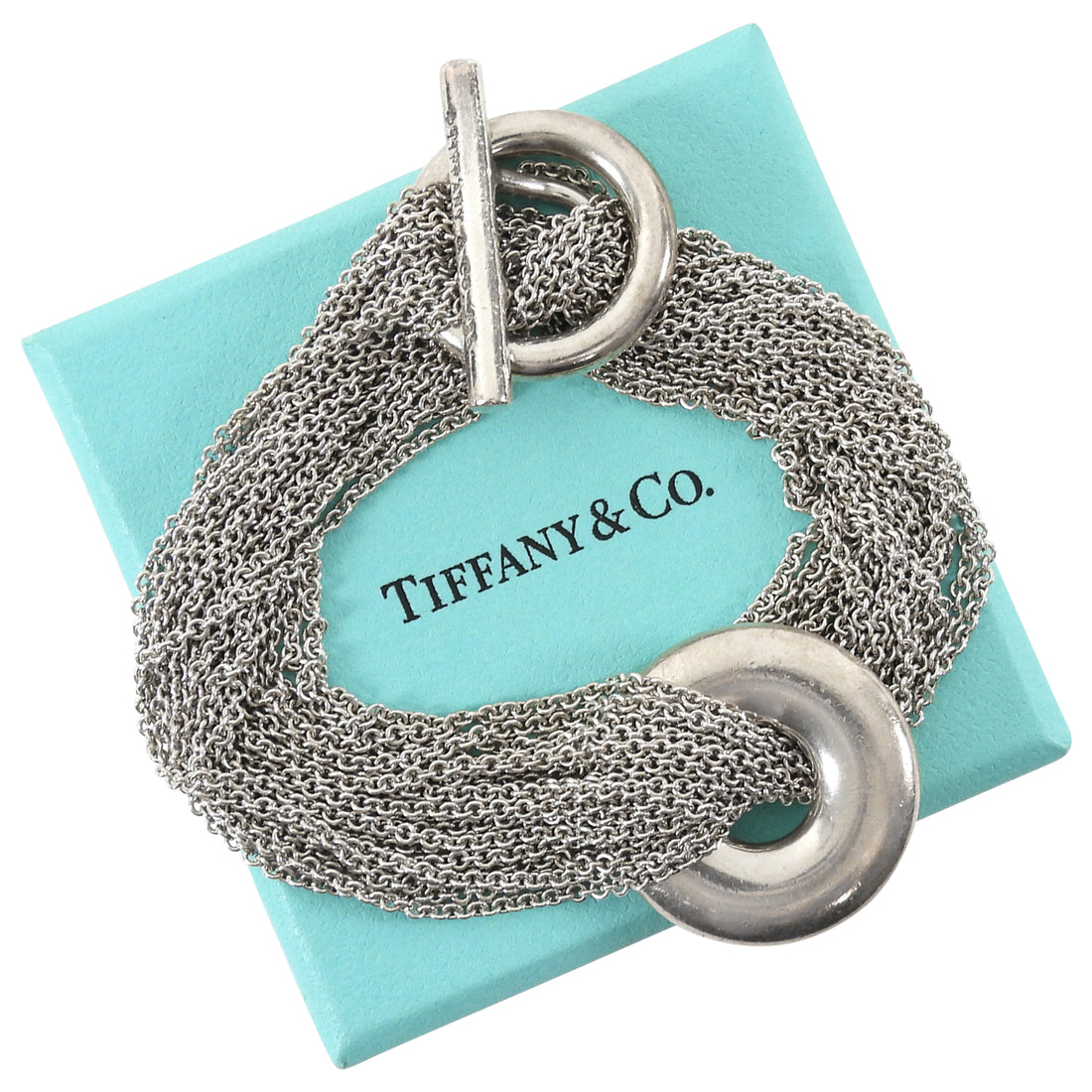 Tiffany & Co. Silver Sterling Silver Multi Strand Toggle Bracelet - 6.5"