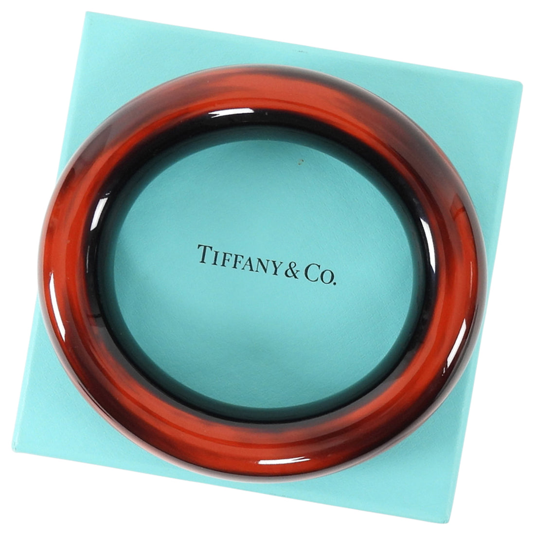 Tiffany  Co. Red Black Marbled Elsa Perretti Lacquer Bangle - M