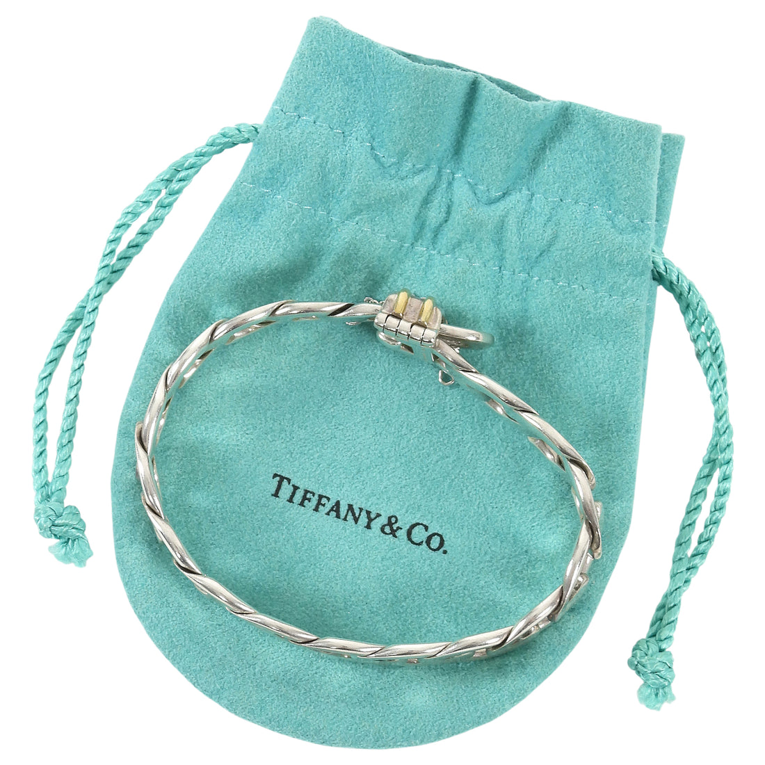Tiffany  Co. Silver Two Tone Curb Link Chain Bracelet
