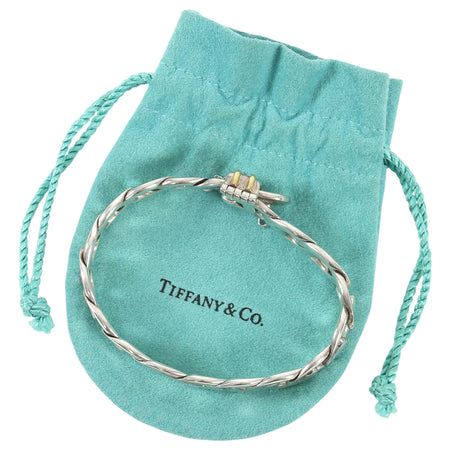 Tiffany  Co. Silver Two Tone Curb Link Chain Bracelet
