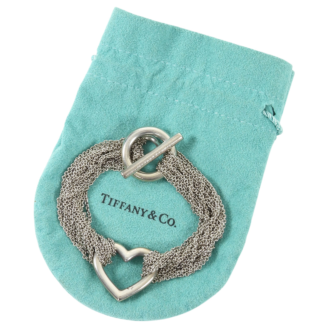 Tiffany  Co. Silver Sterling Silver Toggle Heart Multi Chain Bracelet