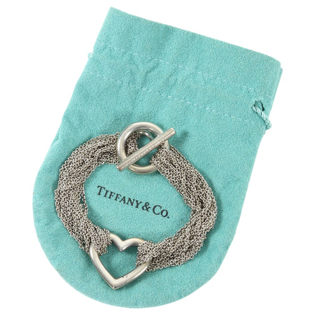 Tiffany  Co. Silver Sterling Silver Toggle Heart Multi Chain Bracelet