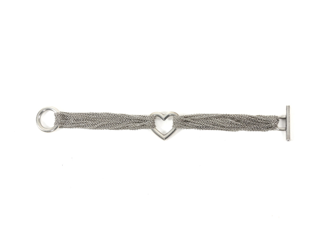 Tiffany  Co. Silver Sterling Silver Toggle Heart Multi Chain Bracelet