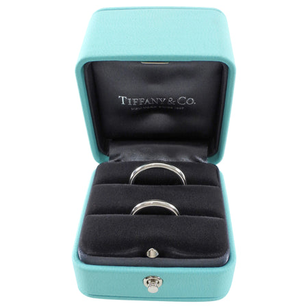 Tiffany & Co. Together Milgrain Platinum Two Band Couples Set - 3mm, Size 5 + 4mm, Size 10