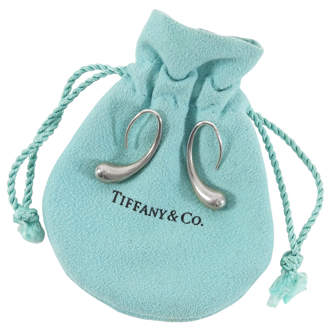 Tiffany & Co. Silver Tear Drop Elsa Peretti Earrings