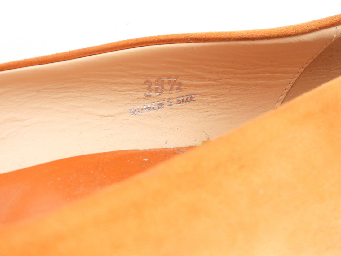Tod's Orange Suede Leather Round Toe Kitten Heel Pumps - 38.5 EU