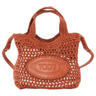Tod's Rust Crochet Raffia Mini Manici Logo Tote Bag