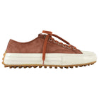 Tod's Rust Nubuck Suede and White Leather Cap Toe Sneakers - 39.5