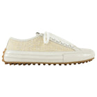 Tod's Beige Tweed and White Leather Combo Sneakers - 39.5