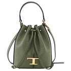 Tod's Olive Green Leather T Timeless Micro Two Way Bucket Bag