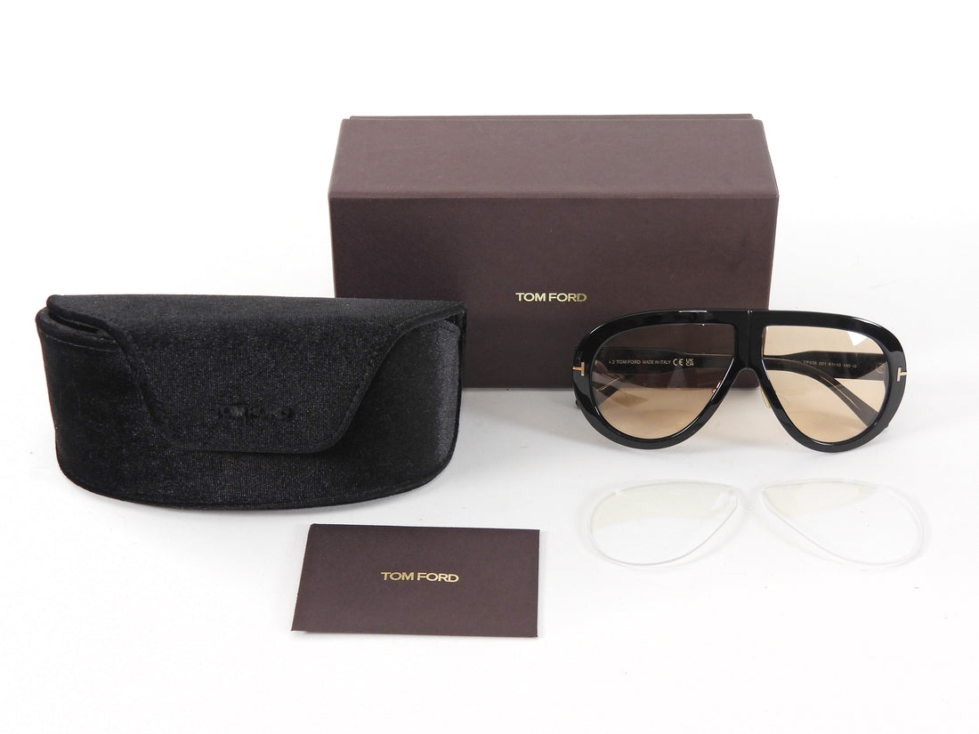 Tom Ford Black Troy Aviator Sunglasses TF836 001