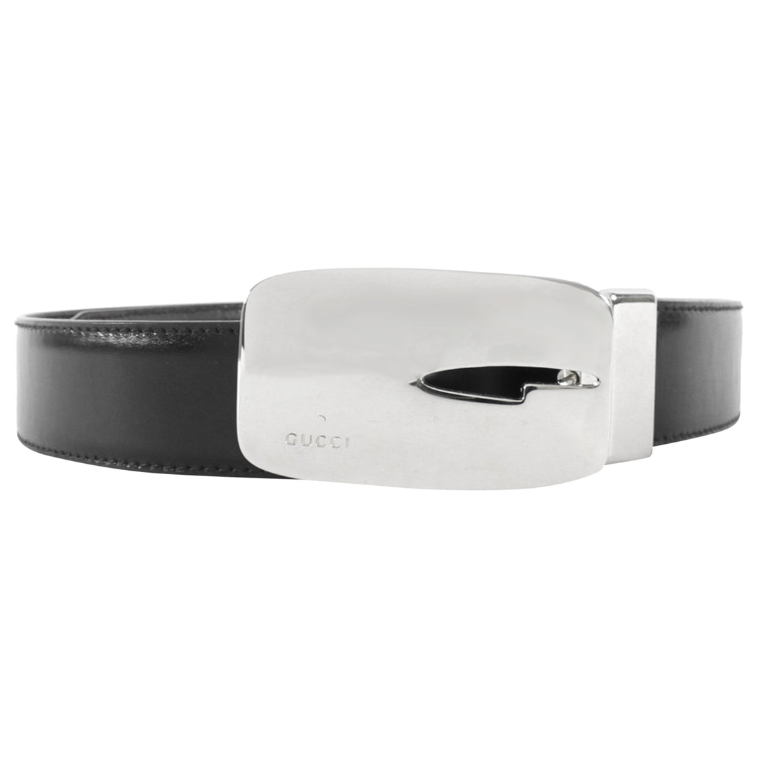 Gucci By Tom Ford Vintage 1998 Silver G Buckle Black Leather Belt  - 85/34
