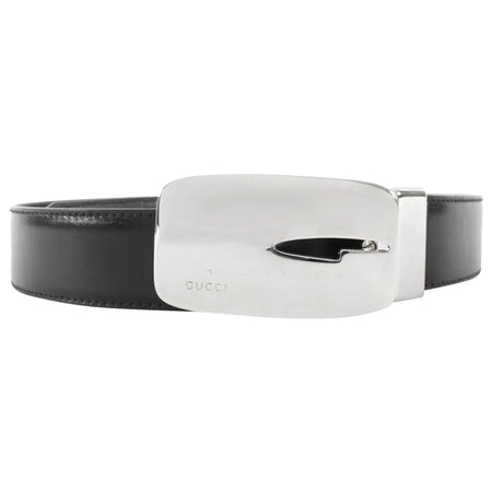 Gucci By Tom Ford Vintage 1998 Silver G Buckle Black Leather Belt  - 85/34