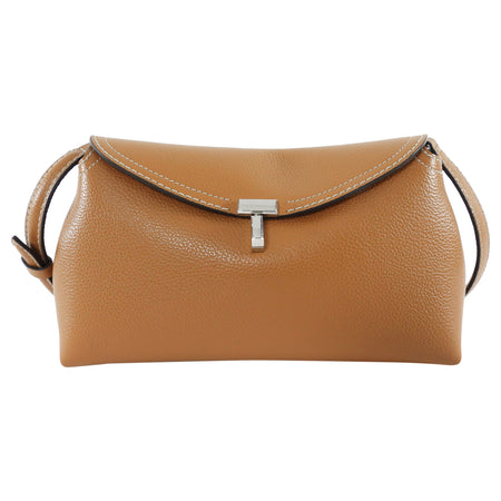 Toteme Tan Pebble Grain Leather T-Lock Clutch Shoulder Bag