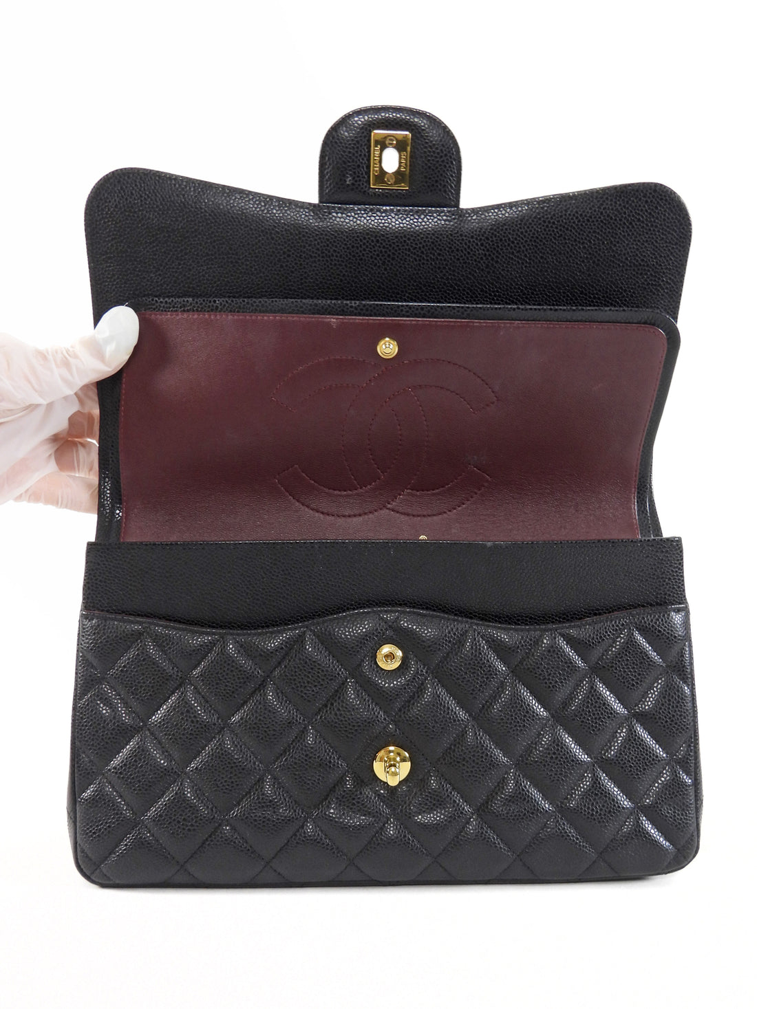 Chanel Black Classic Caviar Jumbo Double Flap Bag GHW