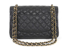 Chanel Black Classic Caviar Jumbo Double Flap Bag GHW