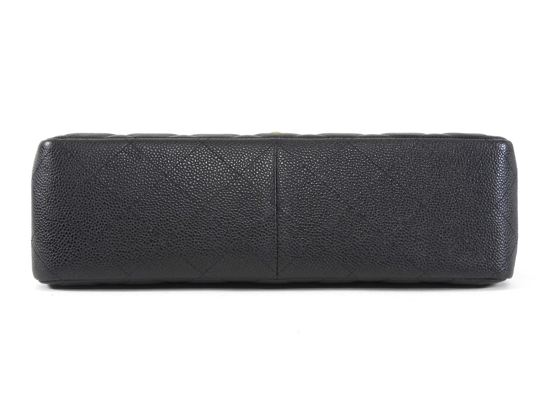 Chanel Black Classic Caviar Jumbo Double Flap Bag GHW