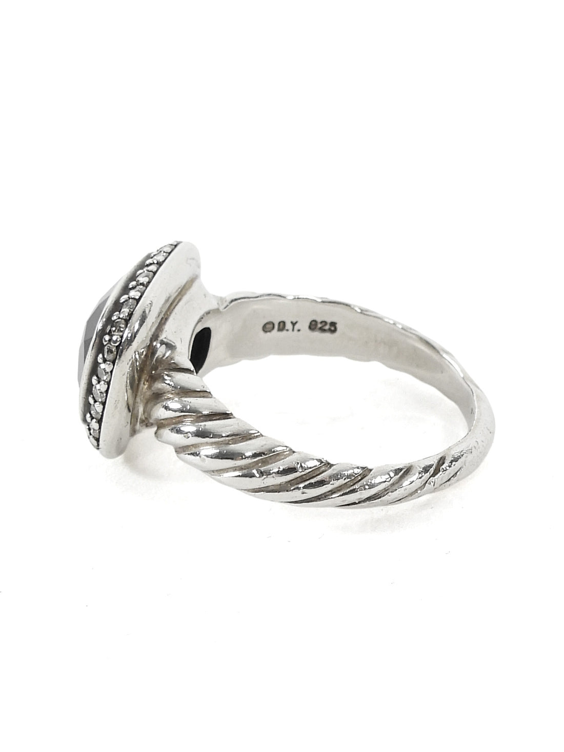 David Yurman Sterling Silver Albion Onyx Diamond Halo Ring - 6