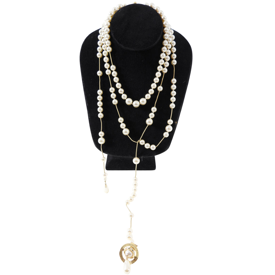 Vivienne Westwood Broken Pearl Lariat Necklace with Orb