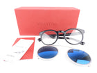 Valentino Black Clear and Blue Clip-On Convertible Lense Rhinestone Sunglasses Eyewear