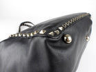 Valentino Garavani Black Leather Rockstud Medium Trapeze Tote Bag