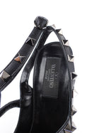 Valentino Garavani Noir Black Leather Rockstud Ankle Strap Stiletto Sandals - 39