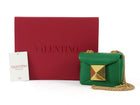 Valentino Green One Stud Nappa Leather Micro Card Holder Chain Bag
