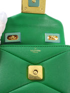 Valentino Green One Stud Nappa Leather Micro Card Holder Chain Bag