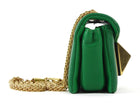 Valentino Green One Stud Nappa Leather Micro Card Holder Chain Bag
