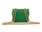 Valentino Green One Stud Nappa Leather Micro Card Holder Chain Bag