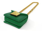 Valentino Green One Stud Nappa Leather Micro Card Holder Chain Bag